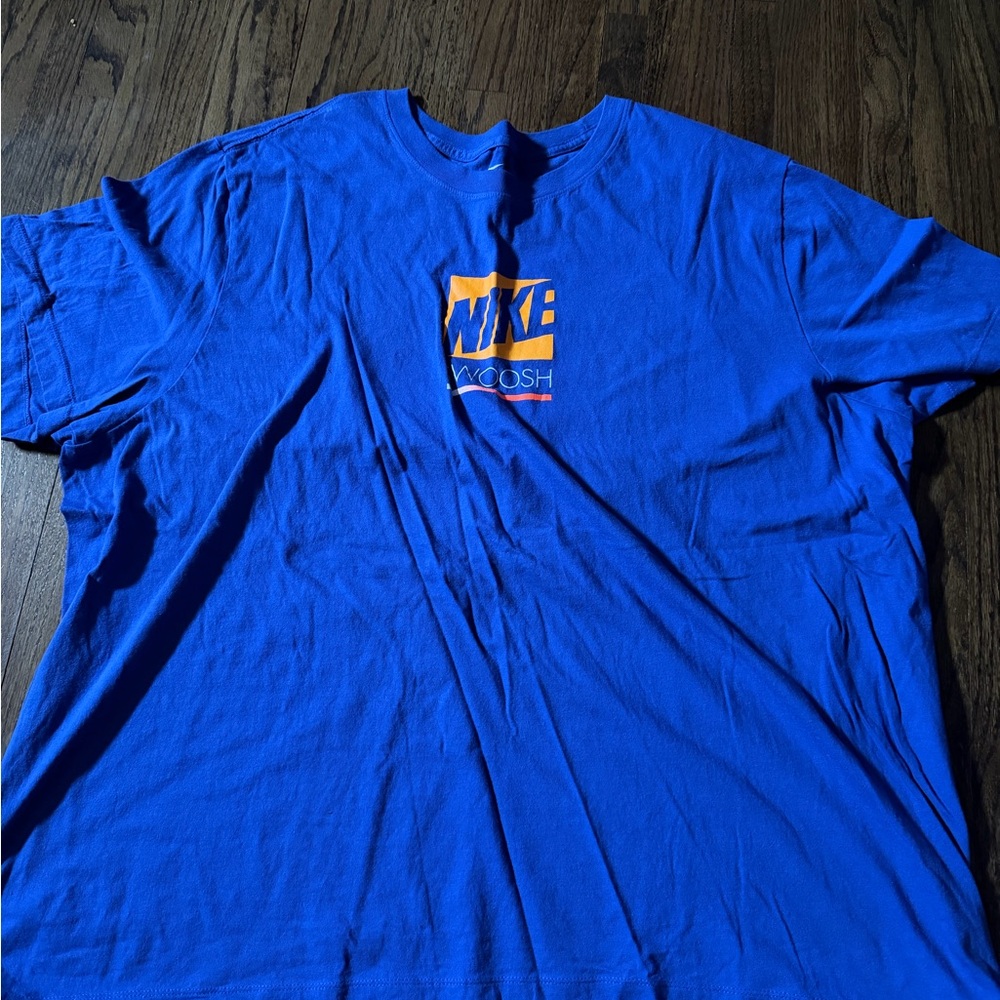Nike Royal Blue Men's Tee with Orange Logo